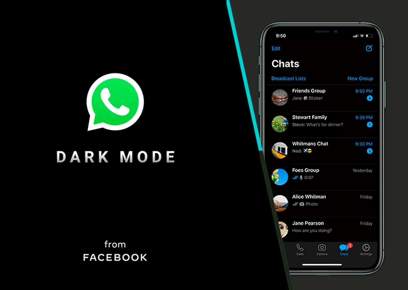Modos oscuro de WhatsApp
