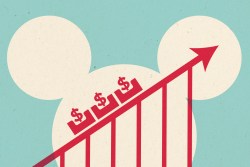 Happy Family USA - dollar signs in roller coaster cars going up a line graph